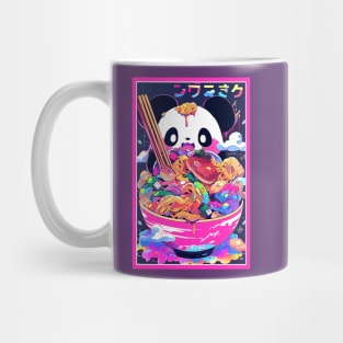 Anime Cute Panda eating Ramen | Cute Anime Panda Kawaii Design Mug